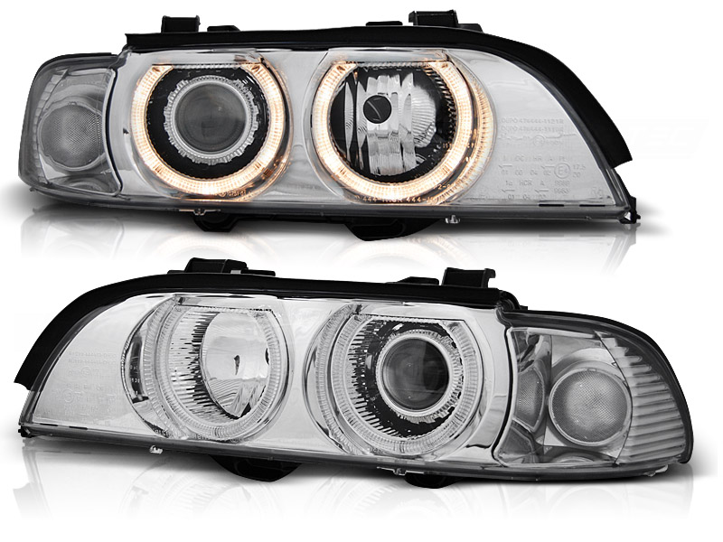 Predné svetlá BMW E39 95-03 H7/H7 Angel Eyes Chrome