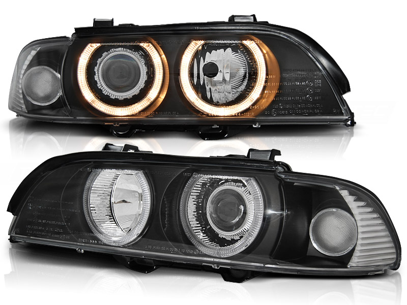 Predné svetlá BMW E39 H7/H7 Angel Eyes Black - A9
