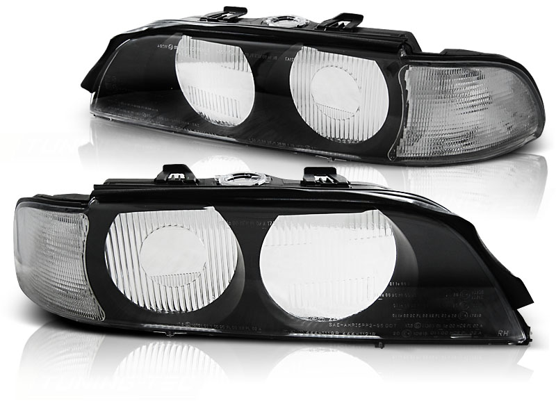 Predné sklá svetiel BMW E39 95-00 D2S Black White