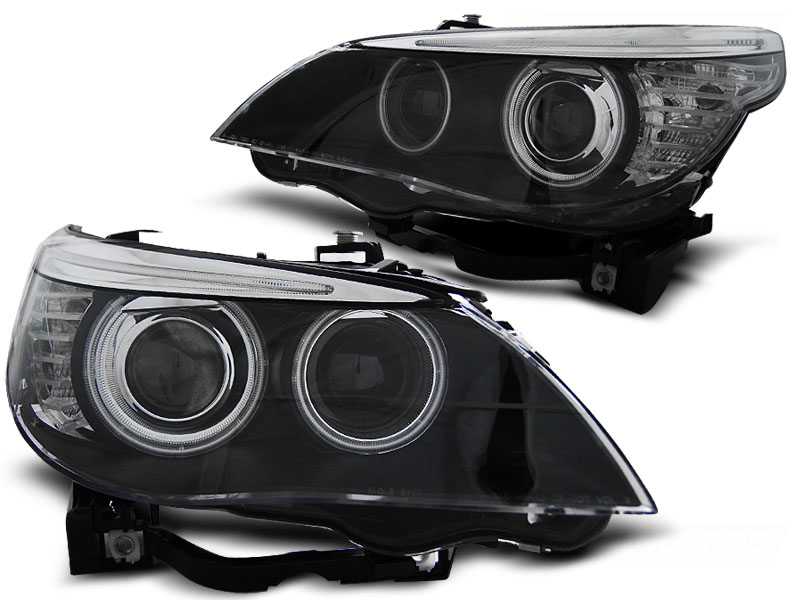Predné svetlá BMW E60 E61 Xenón CCFL Angel Eyes Black