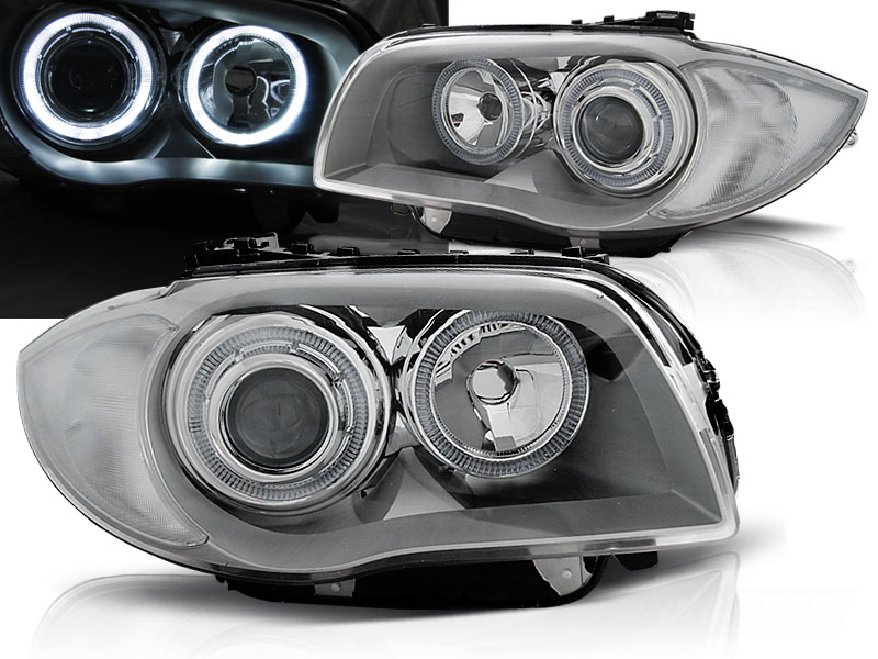 Predné svetlá BMW 1 E81/E87 Angel Eyes Chrome - D4