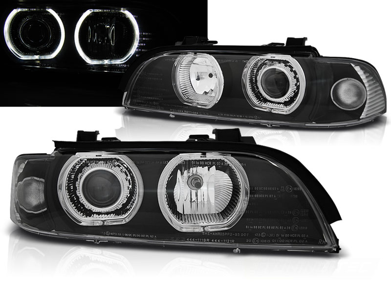 Predné svetlá BMW E39 Halogen Angel Eyes Black