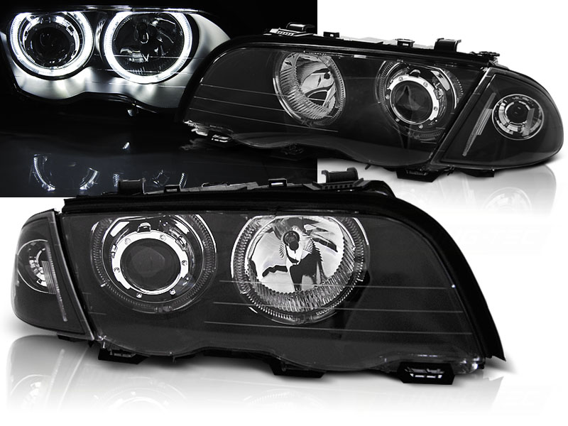 Predné svetlá BMW E46 98-01 Angel Eyes Black
