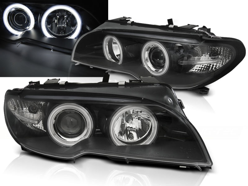 Predné svetlá BMW E46 Coupe Cabrio 03-06 Xenón CCFL Angel Eyes Black