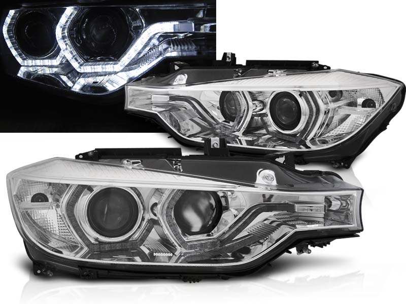 Predné svetlá BMW F30/F31 11-15 DRL LED Angel Eyes Chrome