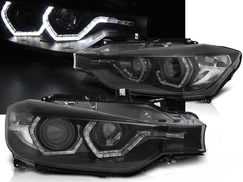 Predné svetlá BMW F30/F31 11-15 DRL LED Angel Eyes Black