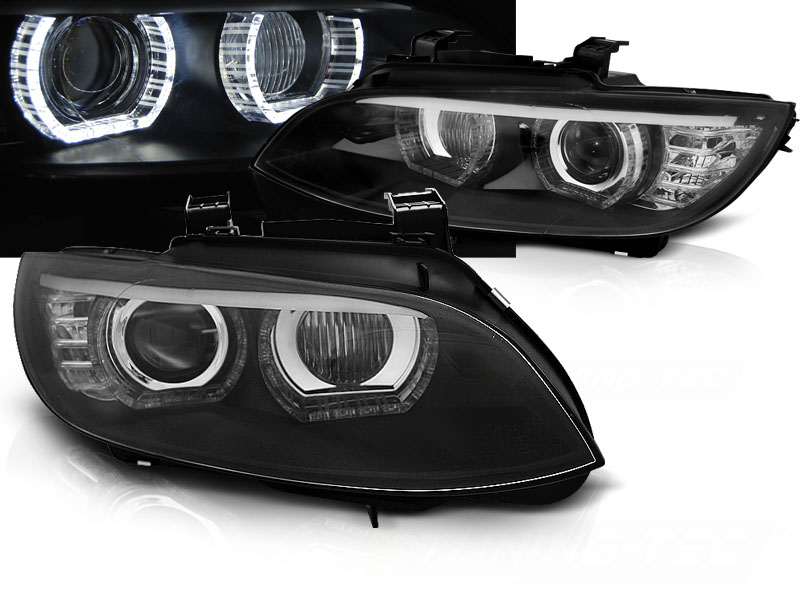 Predné svetlá BMW E92 E93 06-10 AFS HID Angel Eyes Black