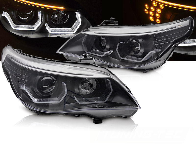 Predné svetlá BMW E60 E61 03-07 3D Angel Eyes Black