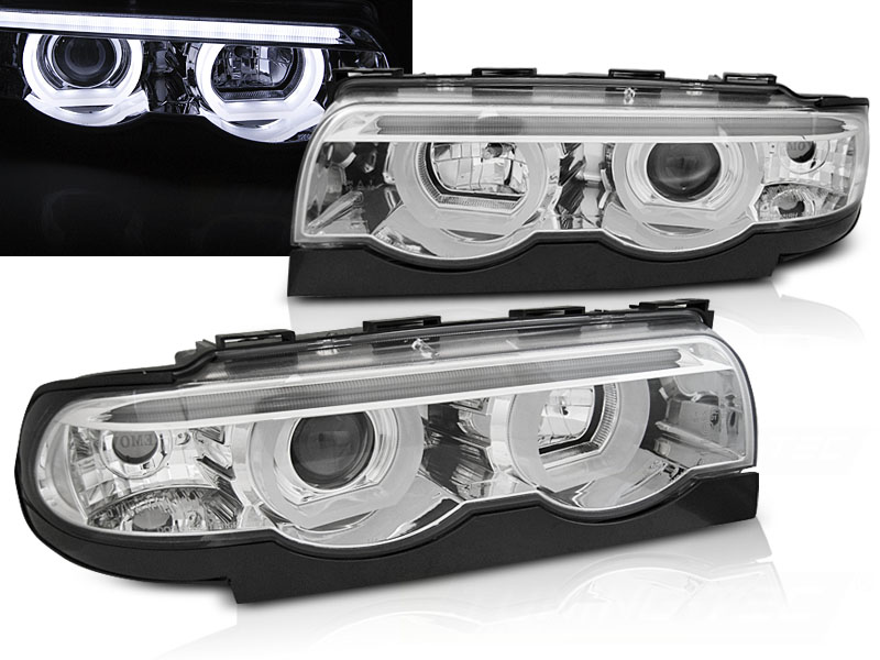 Predné svetlá BMW E38 98-01 3D Angel Eyes Chrome
