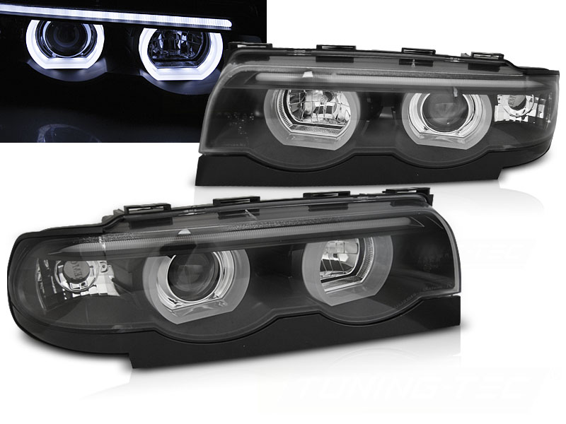 Predné svetlá BMW E38 98-01 3D Angel Eyes Black