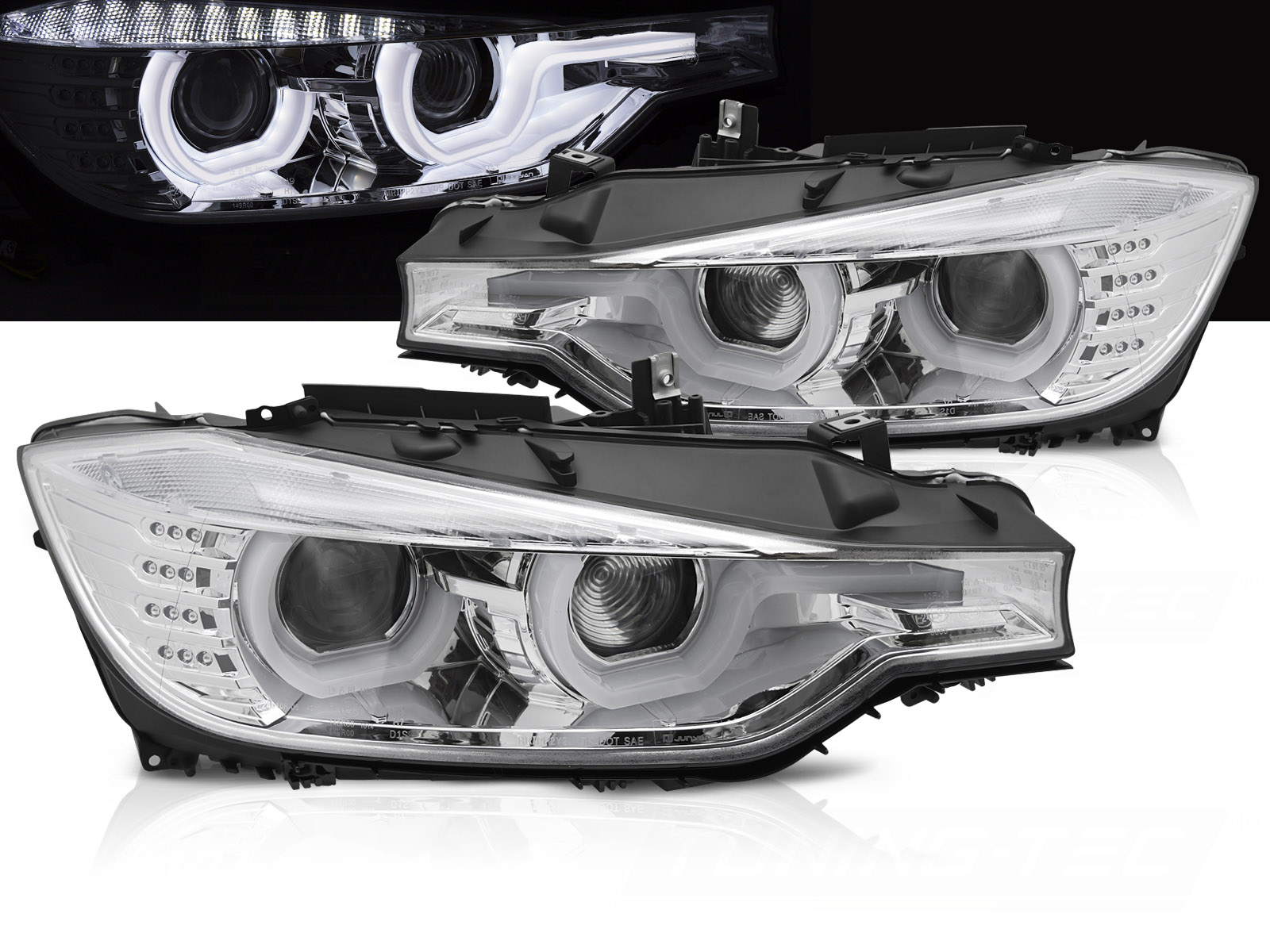 Predné svetlá BMW F30 F31 11-15 U-Type Xenón Chrome