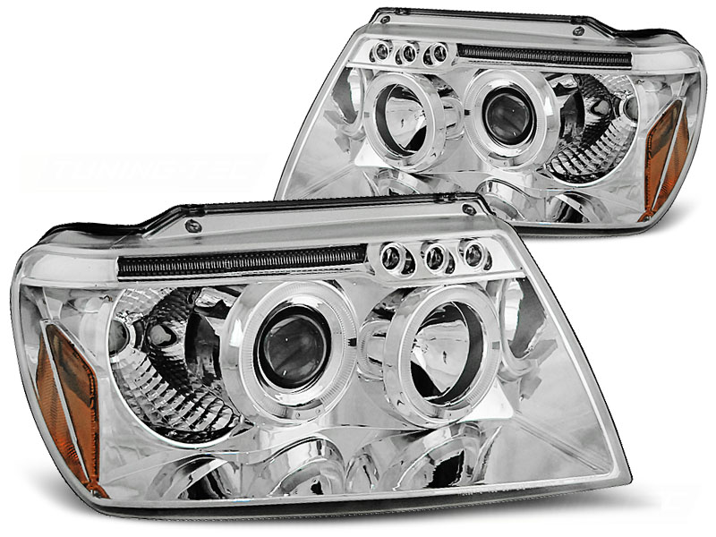 Predné svetlá Jeep Grand Cherokee WJ Angel Eyes Chrome