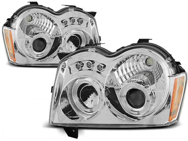 Predné svetlá Jeep Grand Cherokee 05-08 Angel Eyes Chrome