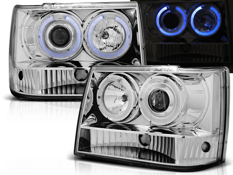 Predné svetlá Jeep Grand Cherokee 93-98 Angel Eyes Chrome