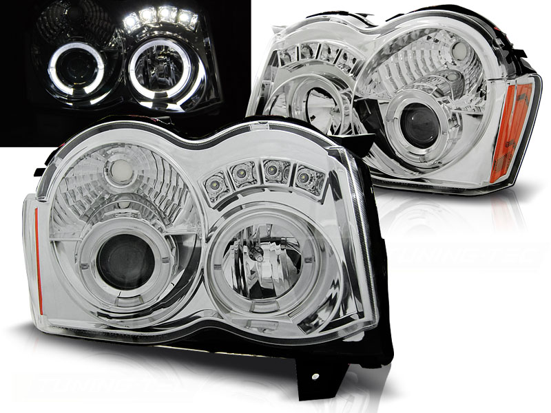 Predné svetlá Jeep Grand Cherokee 08-10 Angel Eyes Chrome