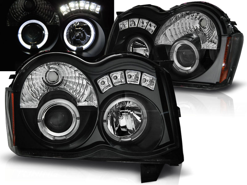 Predné svetlá Jeep Grand Cherokee 08-10 Angel Eyes Black