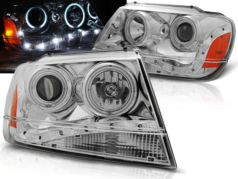 Predné svetlá Jeep Grand Cherokee 99-05 DE Chrome