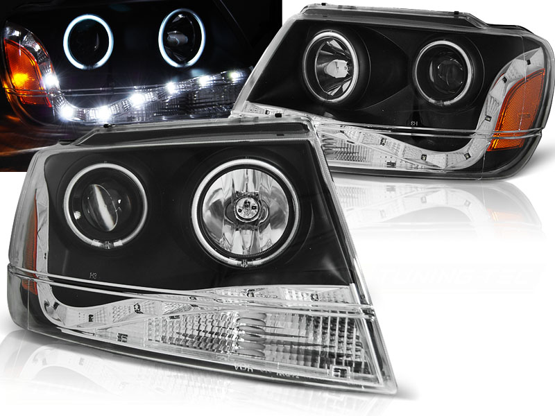 Predné svetlá Jeep Grand Cherokee 99-05 DE Black