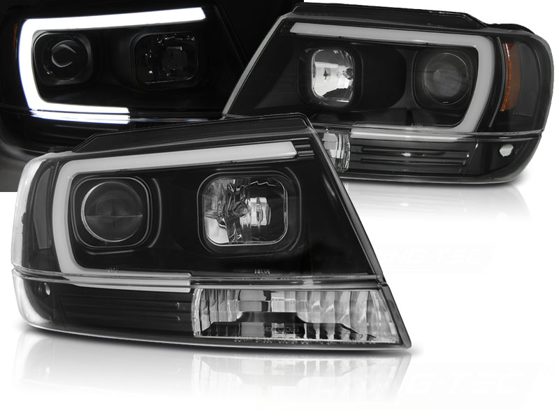 Predné svetlá Jeep Grand Cherokee WJ 99-05 Tube Light Black