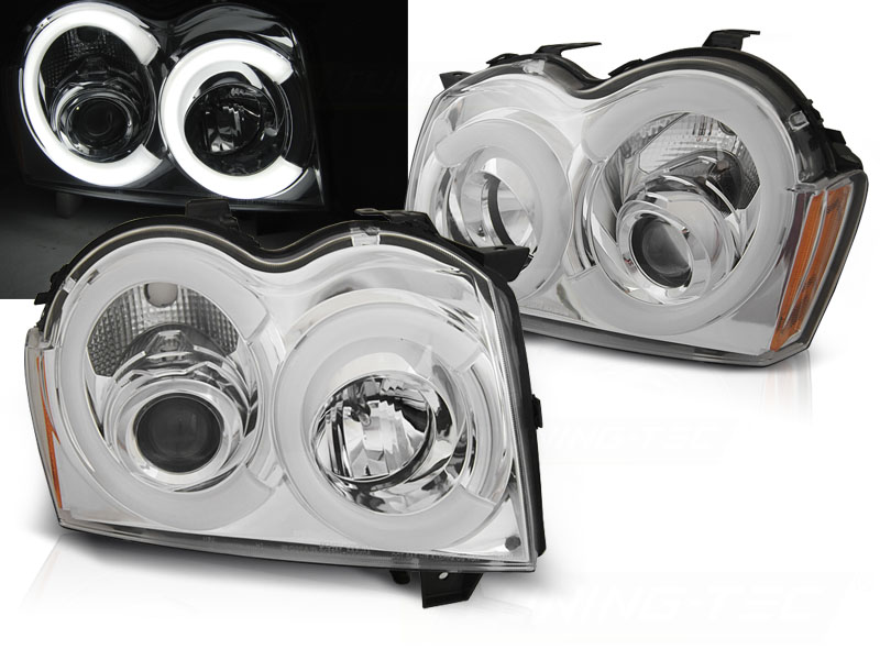 Predné svetlá Jeep Grand Cherokee 05-08 Tube Light Chrome