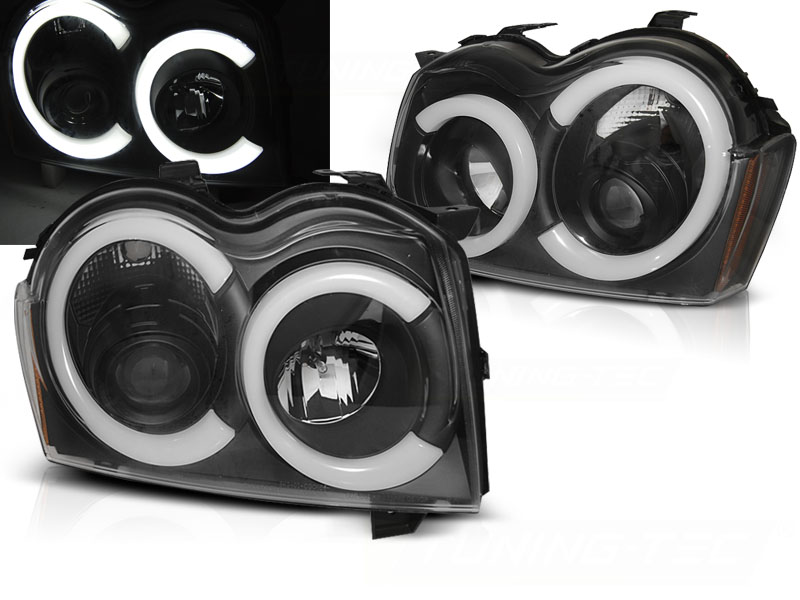Predné svetlá Jeep Grand Cherokee 05-08 Tube Light Black