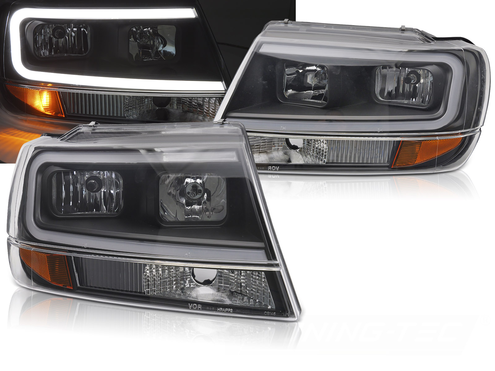 Predné svetlá Jeep Grand Cherokee 99-05 Tube Light Black