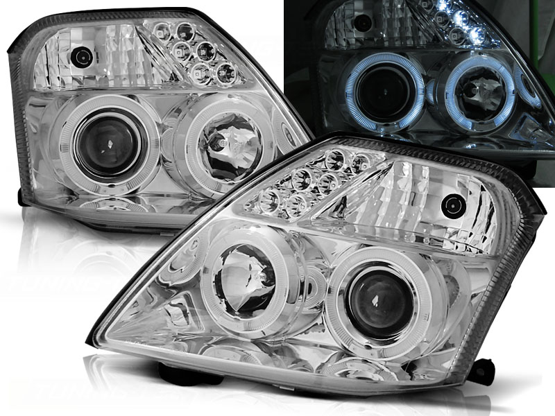 Predné svetlá Citroën C2 03-10 Angel Eyes Chrome