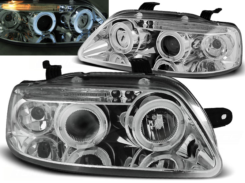 Predné svetlá Chevrolet Aveo 03-06 Angel Eyes Chrome