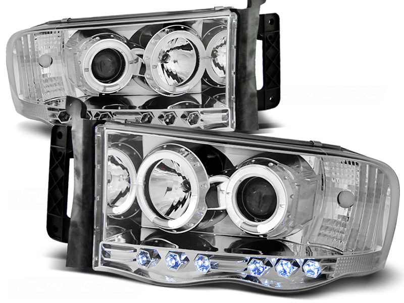 Predné svetlá Dodge Ram 02-06 Angel Eyes Chrome