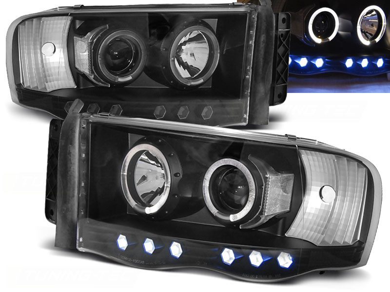Predné svetlá Dodge Ram 02-06 Angel Eyes Black