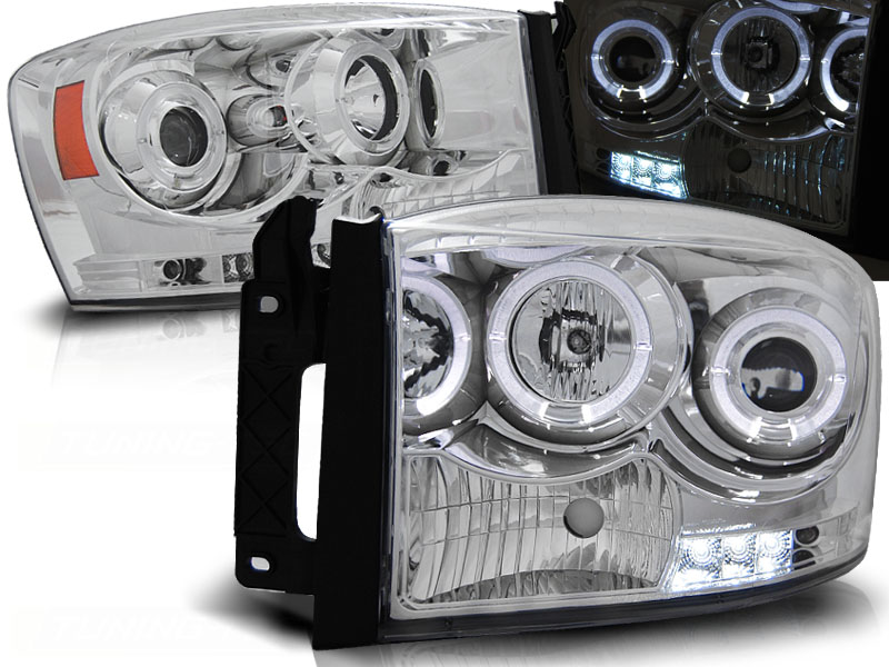 Predné svetlá Dodge Ram 06-08 Angel Eyes Chrome