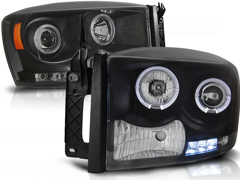 Predné svetlá Dodge Ram 06-08 Angel Eyes Black