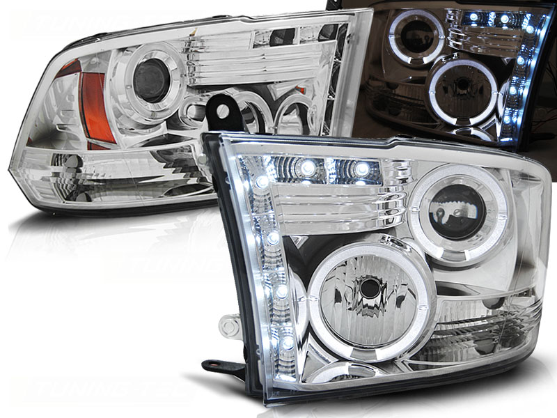 Predné svetlá Dodge Ram 09-18 Angel Eyes Chrome