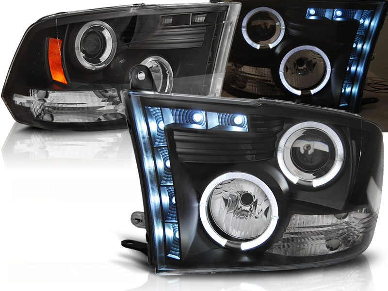 Predné svetlá Dodge Ram 09-18 Angel Eyes Black