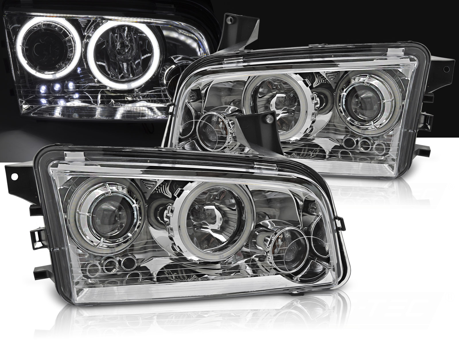 Predné svetlá Dodge Charger LX 06-10 Angel Eyes Chrome
