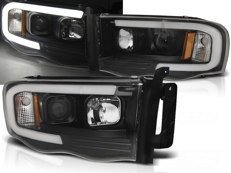 Predné svetlá Dodge Ram 02-06 Tube Light Black