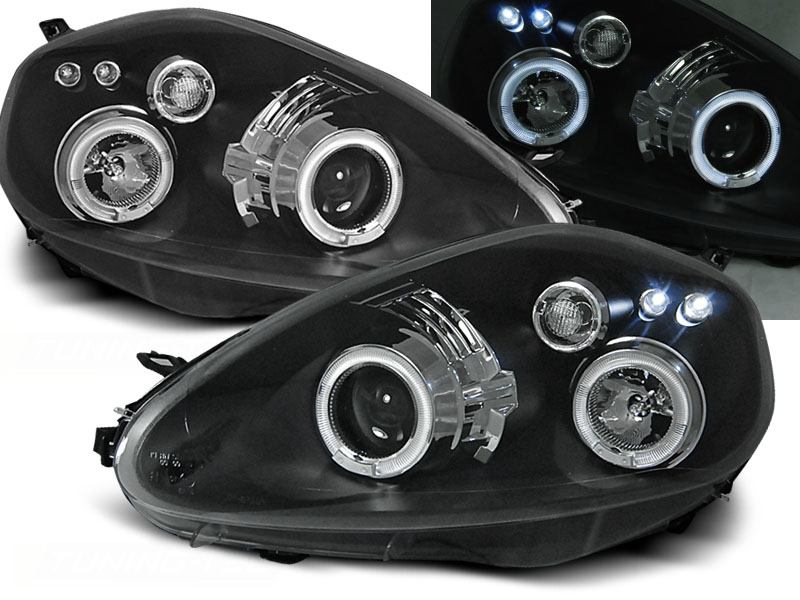 Predné svetlá Fiat Grande Punto 05-08 Angel Eyes Black