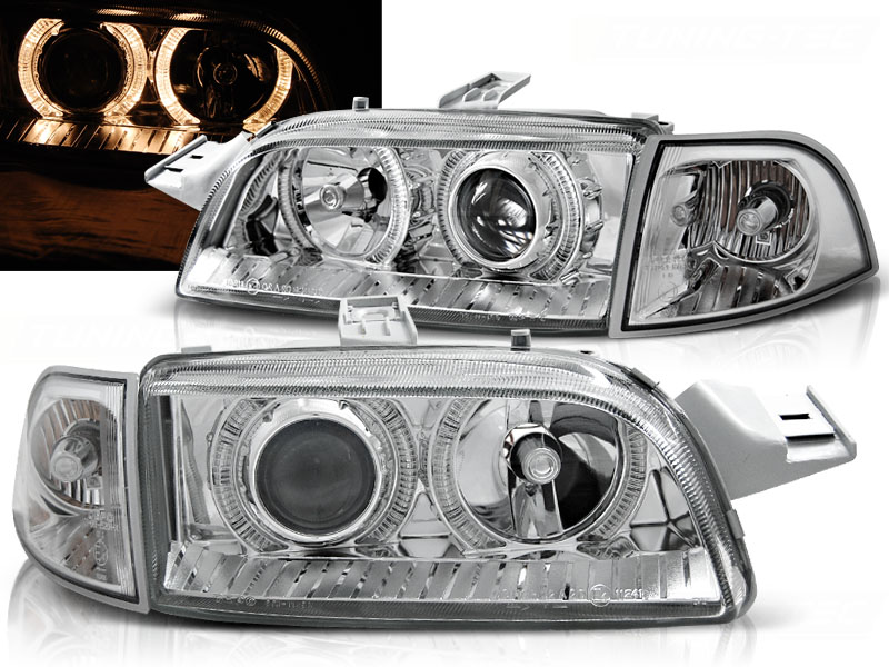 Predné svetlá Fiat Punto 1 93-99 Angel Eyes Chrome