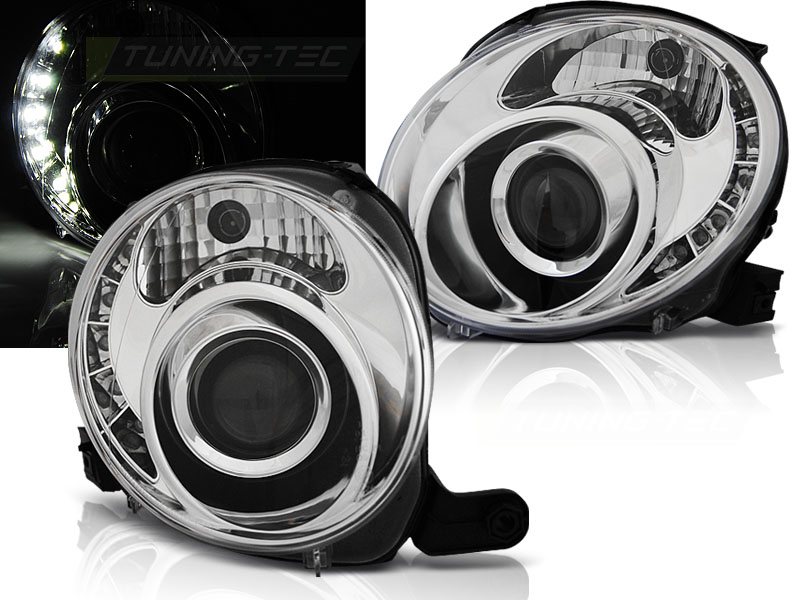 Predné svetlá Fiat 500 07-15 LED Chrome