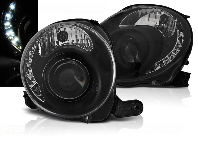Predné svetlá Fiat 500 07-15 LED Black