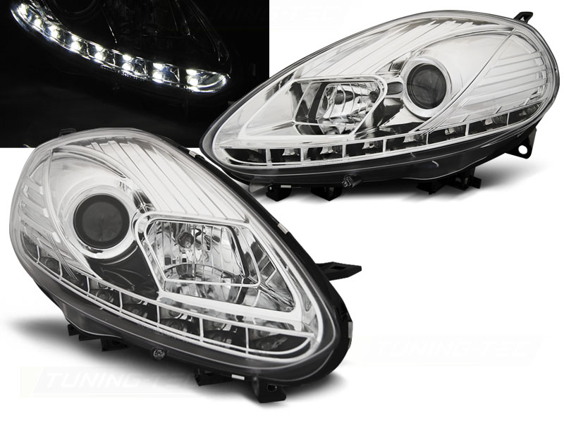 Predné svetlá Fiat Punto Evo 09-12 DRL Chrome