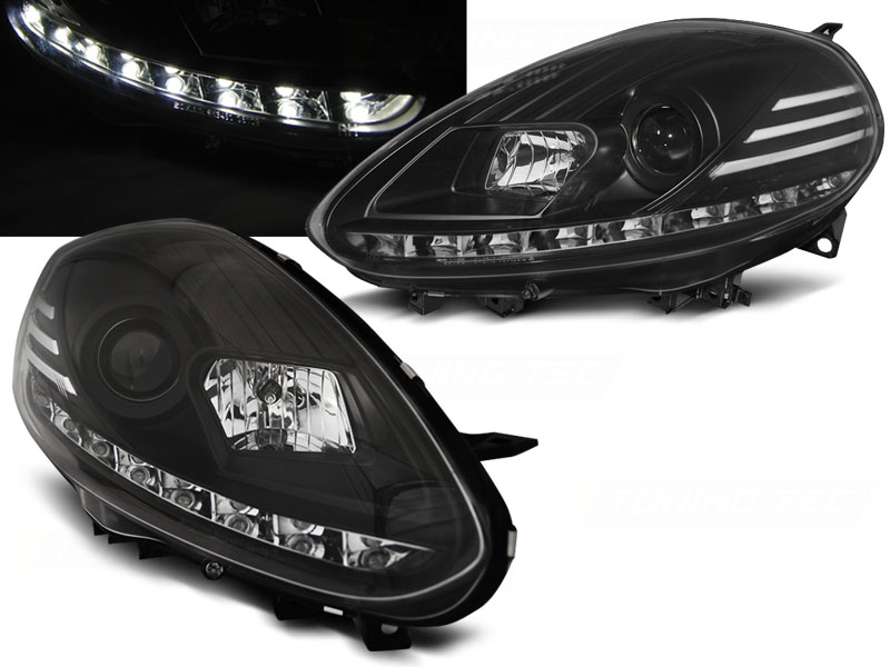Predné svetlá Fiat Punto Evo 09-12 DRL Black
