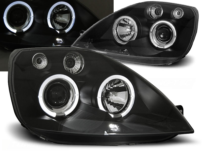 Predné svetlá Ford Fiesta MK6 02-05 Angel Eyes Black