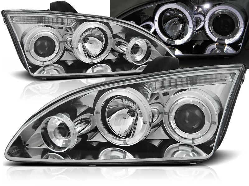 Predné svetlá Ford Focus 04-08 Angel Eyes Chrome