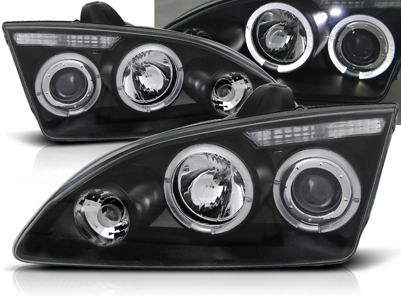 Predné svetlá Ford Focus 04-08 Angel Eyes Black