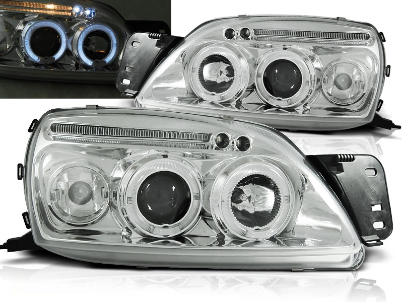 Predné svetlá Ford Fiesta 99-02 Angel Eyes Chrome