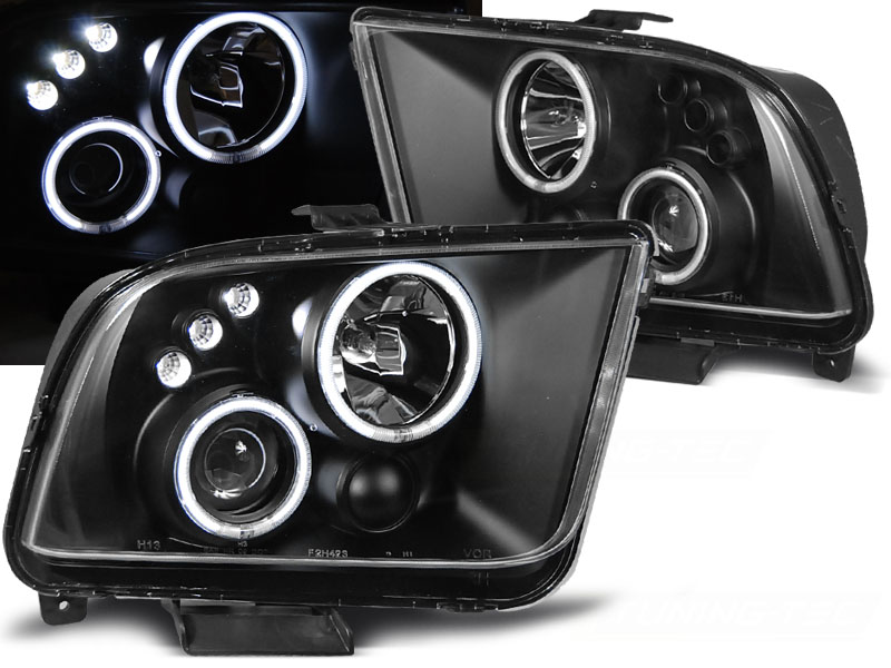Predné svetlá Ford Mustang 04-09 Angel Eyes Black