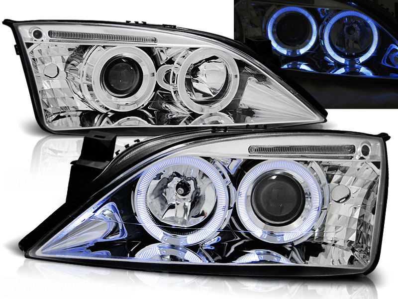 Predné svetlá Ford Mondeo MK3 00-07 Angel Eyes Chrome