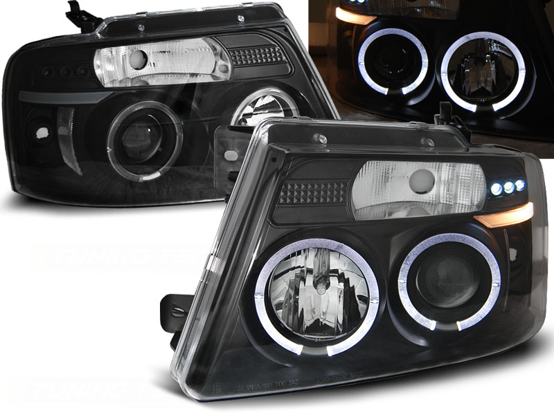 Predné svetlá Ford F150 MK11 04-08 Angel Eyes Black