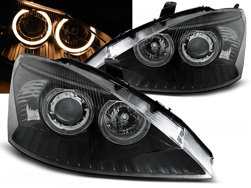 Predné svetlá Ford Focus 98-01 Angel Eyes Black - 42